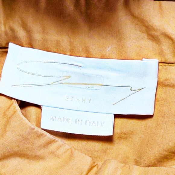 Genny Made In Italy Blouse Top Sz 4 Pleated Flared Sleeves Metallic Trim Poplin - Picture 6 of 8